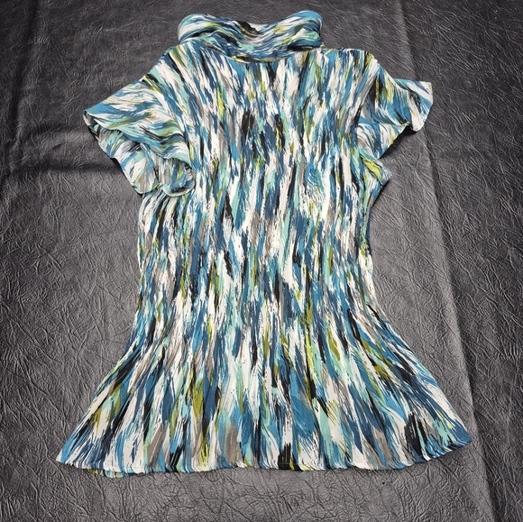 Blue Multi-Print Ruffled Button-Front Women's Top - Picture 7 of 7